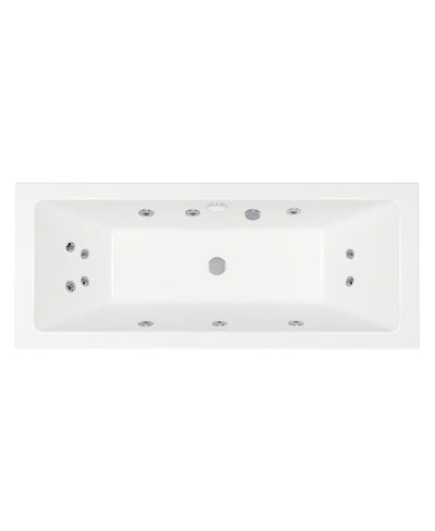 Cubo 1800X800 Double Ended 12 Chrome Jet Whirlpool Bath White