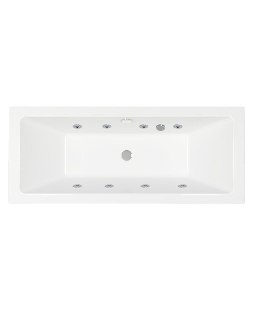 Cubo 1700X700Mm Double Ended 8 Chrome Jet Whirlpool Bath White