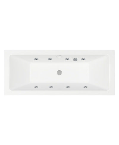 Cubo 1700X700Mm Double Ended 8 Chrome Jet Whirlpool Bath White