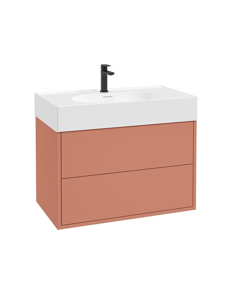 Living Pulse Wall Hung 80Cm Two Drawer Unit Metro Blaze & Basin