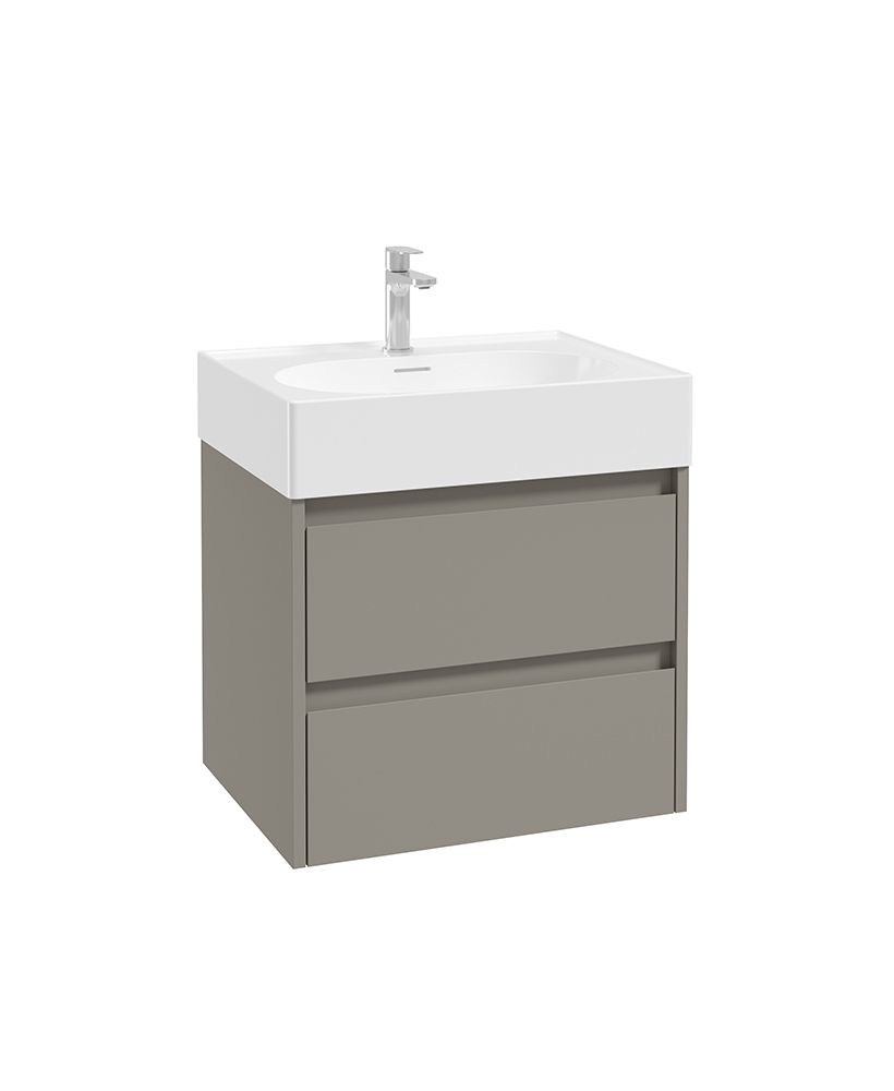Living Apex Wall Hung 60Cm Two Drawer Unit City Stone & Basin