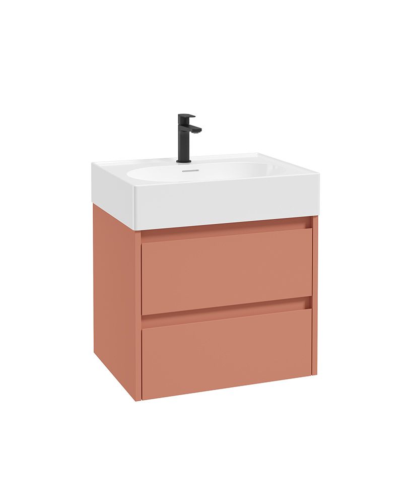 Living Apex Wall Hung 60Cm Two Drawer Unit Metro Blaze & Basin