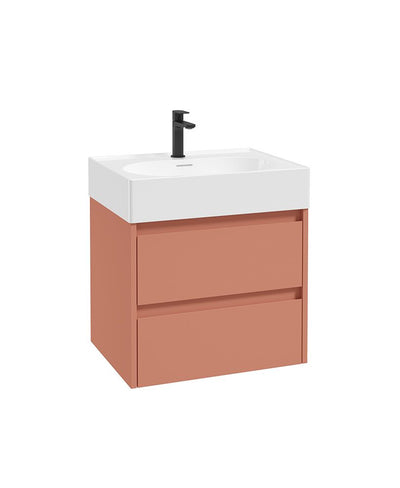 Living Apex Wall Hung 60Cm Two Drawer Unit Metro Blaze & Basin