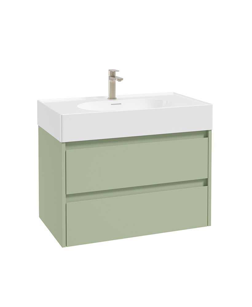 Living Apex Wall Hung 80Cm Two Drawer Unit Parkland & Basin