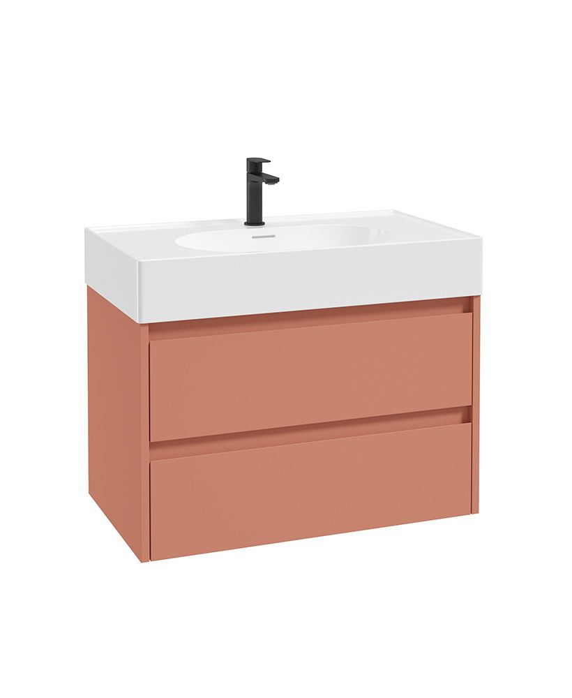 Living Apex Wall Hung 80Cm Two Drawer Unit Metro Blaze & Basin