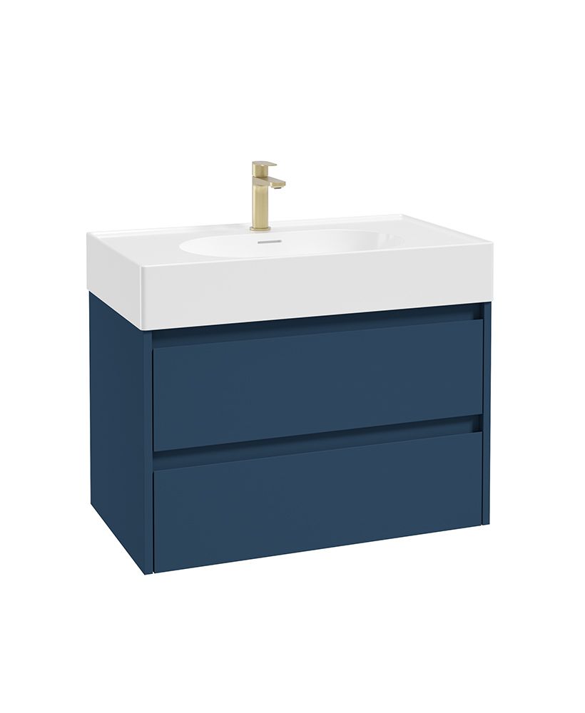 Living Apex Wall Hung 80Cm Two Drawer Unit Riverside & Basin