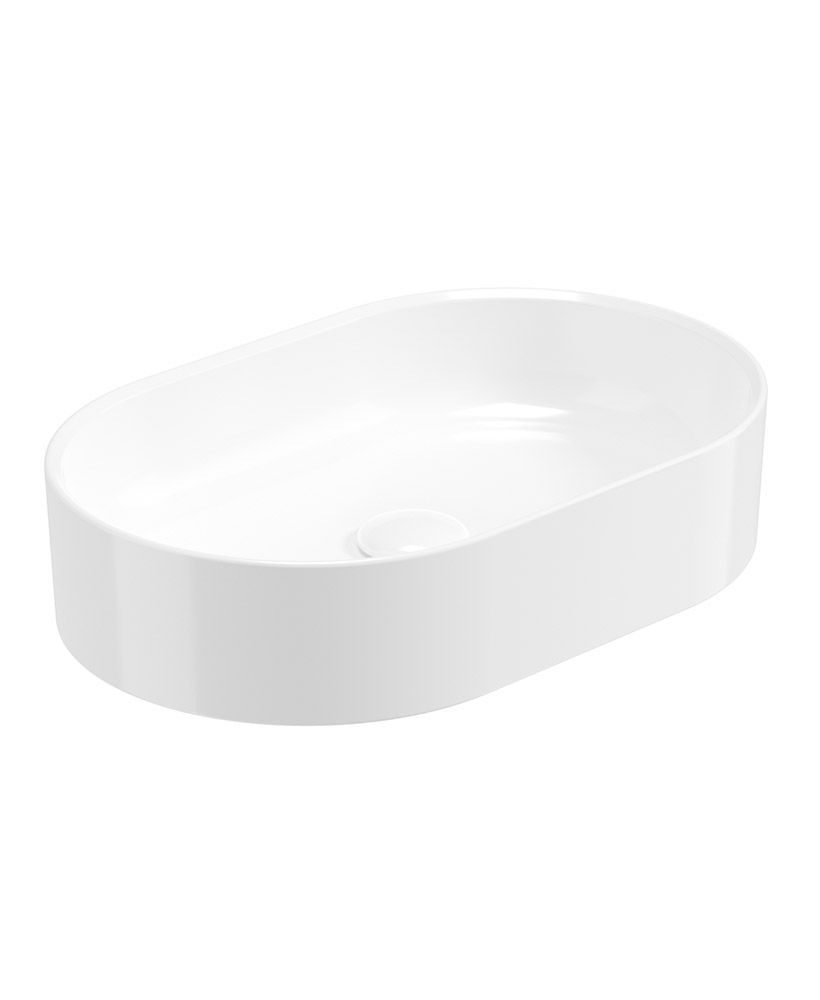 Living Oval Countertop Wash Basin White & Waste