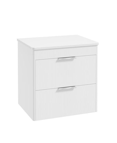 Reed Wall Hung 60Cm Two Drawer Countertop Vanity Unit Lakeshore Lily - Chrome Handles