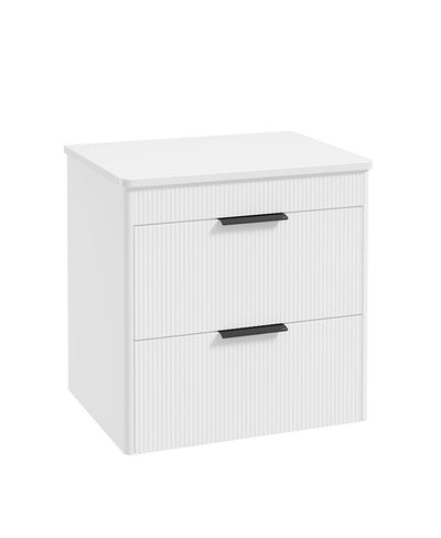 Reed Wall Hung 60Cm Two Drawer Countertop Vanity Unit Lakeshore Lily - Matt Black Handles