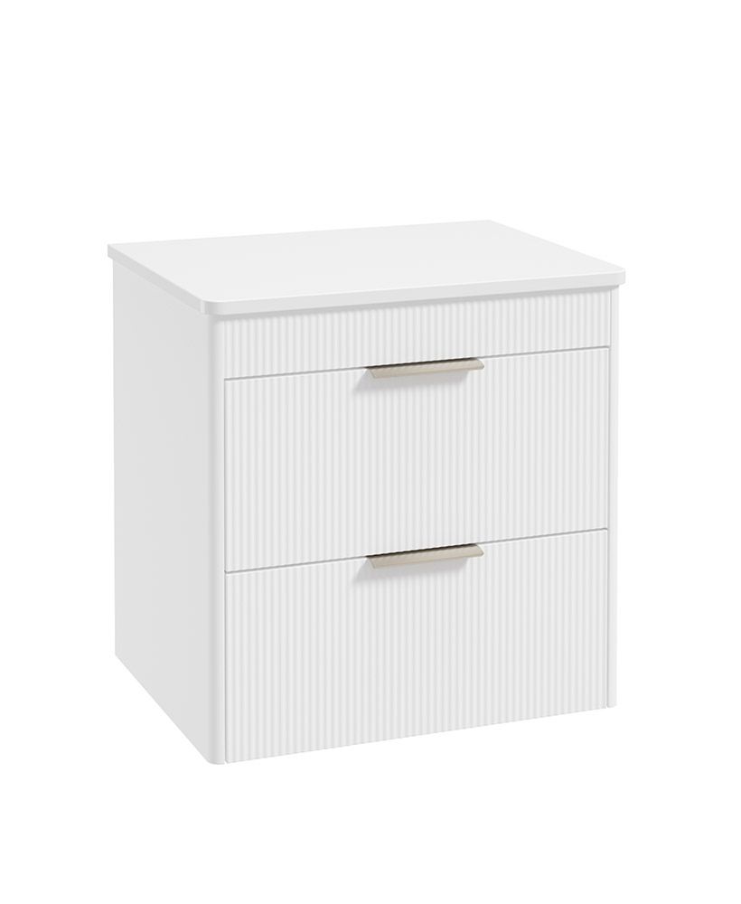 Reed Wall Hung 60Cm Two Drawer Countertop Vanity Unit Lakeshore Lily - Brushed Nickel Handles