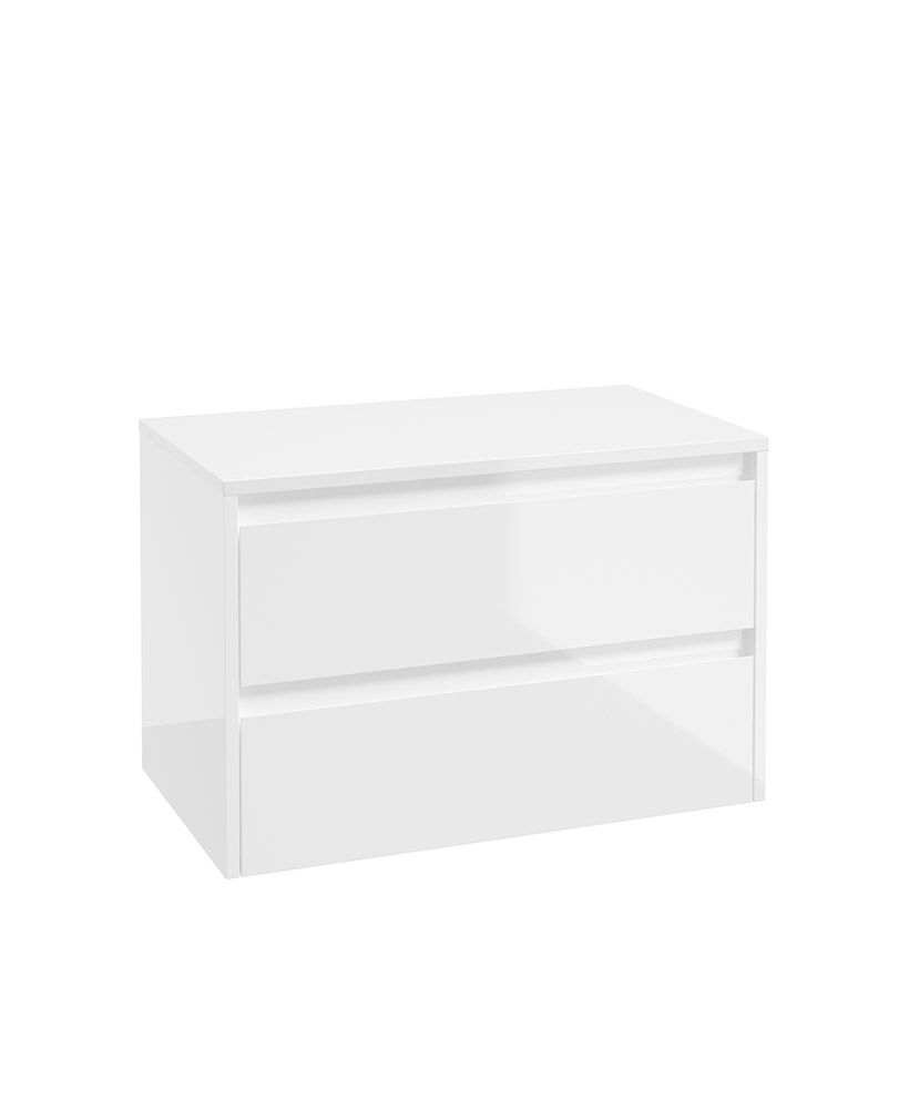 Living Apex Wall Hung 80Cm Two Drawer Countertop Unit Gloss White