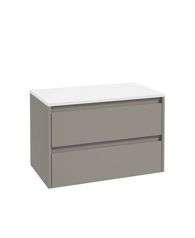 Living Apex Wall Hung 80Cm Two Drawer Countertop Unit City Stone