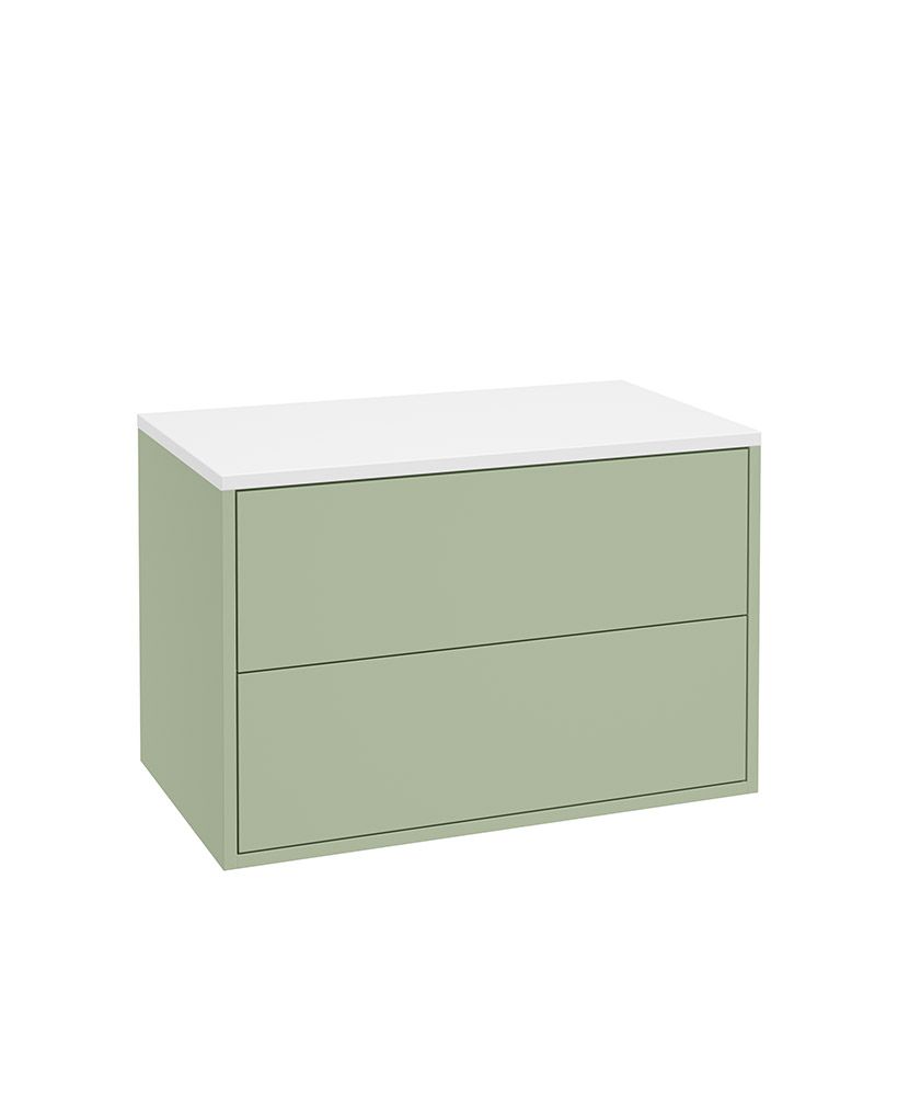 Living Pulse Wall Hung 80Cm Two Drawer Countertop Unit Parkland