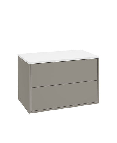 Living Pulse Wall Hung 80Cm Two Drawer Countertop Unit City Stone