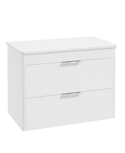 Reed Wall Hung 80Cm Two Drawer Countertop Vanity Unit Lakeshore Lily - Chrome Handles