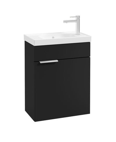 Stockholm Wall Hung 50Cm Single Door Cloakroom Unit Matt Black-Brushed Chrome Handle