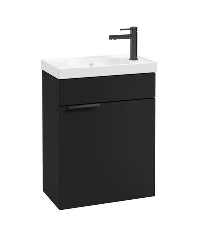 Stockholm Wall Hung 50Cm Single Door Cloakroom Unit Matt Black-Matt Black Handle