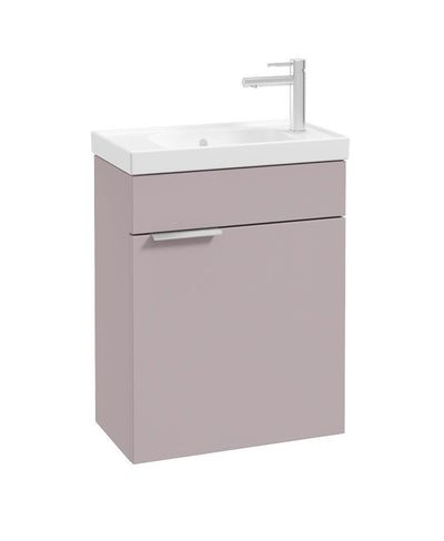 Stockholm Wall Hung 50Cm Single Door Cloakroom Unit Matt Cashmere Pink-Brushed Chrome Handle