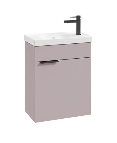 Stockholm Wall Hung 50Cm Single Door Cloakroom Unit Matt Cashmere Pink-Matt Black Handle