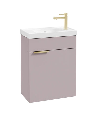 Stockholm Wall Hung 50Cm Single Door Cloakroom Unit Matt Cashmere Pink-Brushed Gold Handle