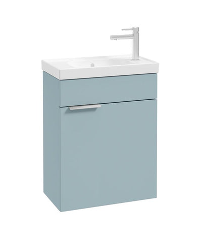Stockholm Wall Hung 50Cm Single Door Cloakroom Unit Matt Morning Sky Blue-Brushed Chrome Handle