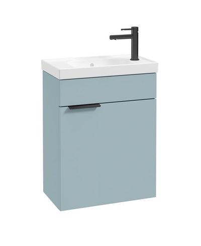 Stockholm Wall Hung 50Cm Single Door Cloakroom Unit Matt Morning Sky Blue-Matt Black Handle