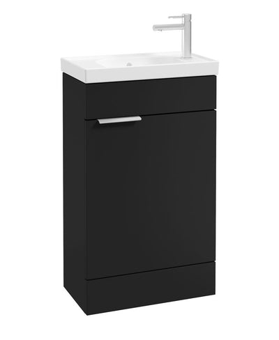 Stockholm Floorstanding 50Cm Single Door Cloakroom Unit Matt Black-Brushed Chrome Handle