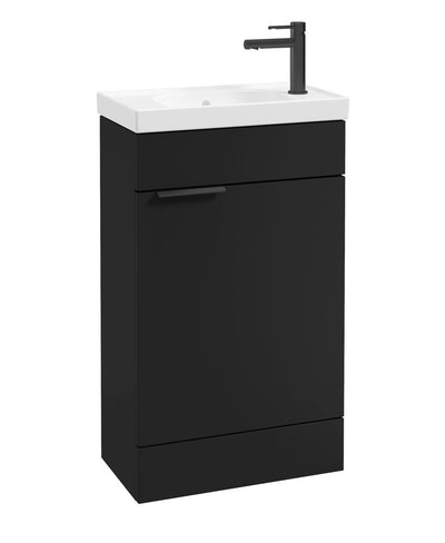Stockholm Floorstanding 50Cm Single Door Cloakroom Unit Matt Black-Matt Black Handle