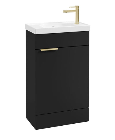 Stockholm Floorstanding 50Cm Single Door Cloakroom Unit Matt Black-Brushed Gold Handle