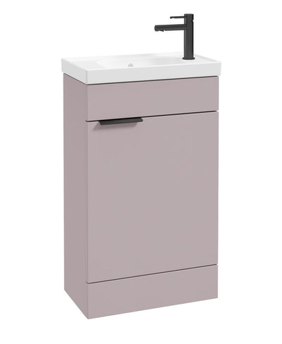 Stockholm Floorstanding 50Cm Single Door Cloakroom Unit Matt Cashmere Pink-Matt Black Handle
