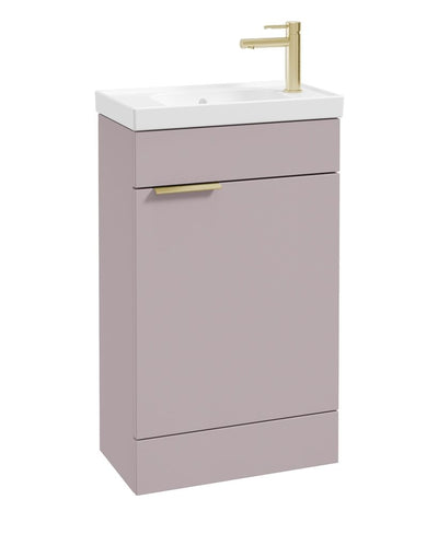 Stockholm Floorstanding 50Cm Single Door Cloakroom Unit Matt Cashmere Pink-Brushed Gold Handle