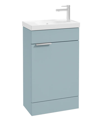 Stockholm Floorstanding 50Cm Single Door Cloakroom Unit Matt Morning Sky Blue-Brushed Chrome Handle