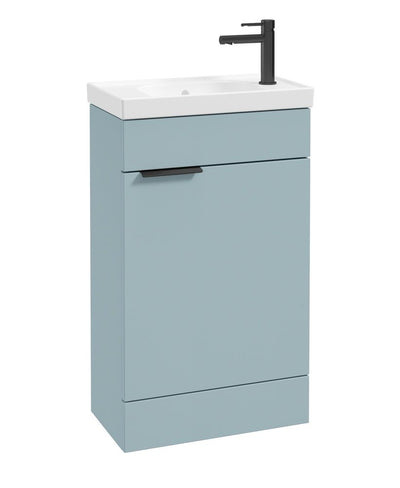 Stockholm Floorstanding 50Cm Single Door Cloakroom Unit Matt Morning Sky Blue-Matt Black Handle