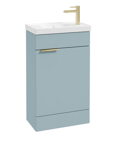 Stockholm Floorstanding 50Cm Single Door Cloakroom Unit Matt Morning Sky Blue-Brushed Gold Handle