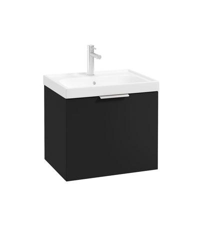 Stockholm Wall Hung 50Cm Single Drawer Unit Matt Black-Brushed Chrome Handle