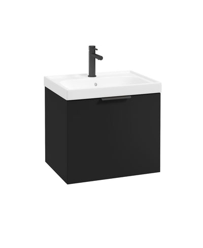 Stockholm Wall Hung 50Cm Single Drawer Unit Matt Black-Matt Black Handle