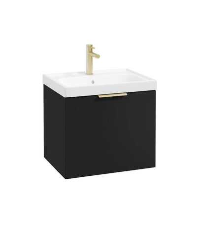 Stockholm Wall Hung 50Cm Single Drawer Unit Matt Black-Brushed Gold Handle