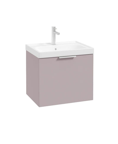 Stockholm Wall Hung 50Cm Single Drawer Unit Matt Cashmere Pink-Brushed Chrome Handle