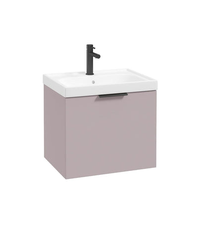 Stockholm Wall Hung 50Cm Single Drawer Unit Matt Cashmere Pink-Matt Black Handle