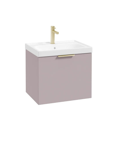 Stockholm Wall Hung 50Cm Single Drawer Unit Matt Cashmere Pink-Brushed Gold Handle