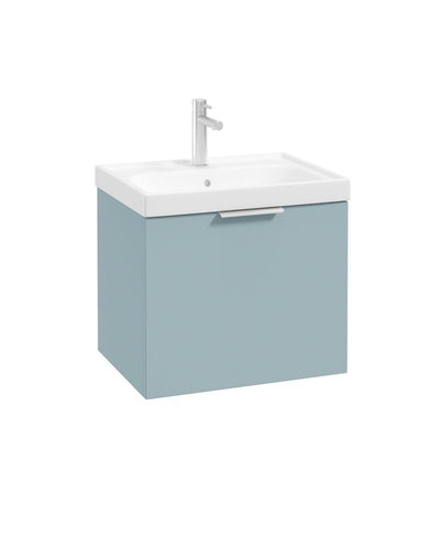 Stockholm Wall Hung 50Cm Single Drawer Unit Matt Morning Sky Blue-Brushed Chrome Handle
