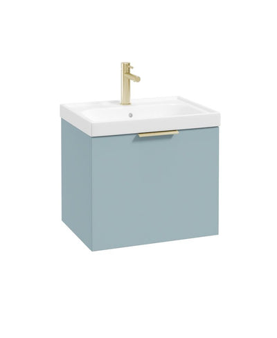 Stockholm Wall Hung 50Cm Single Drawer Unit Matt Morning Sky Blue-Brushed Gold Handle