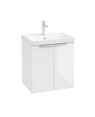 Stockholm Wall Hung 50Cm Two Door Unit Gloss White-Brushed Chrome Handles