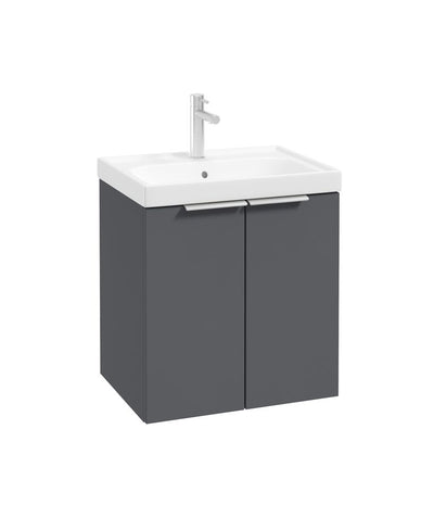 Stockholm Wall Hung 50Cm Two Door Unit Matt Midnight Grey-Brushed Chrome Handles