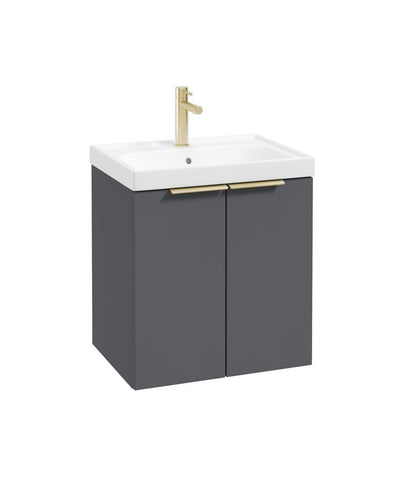 Stockholm Wall Hung 50Cm Two Door Unit Matt Midnight Grey-Brushed Gold Handles