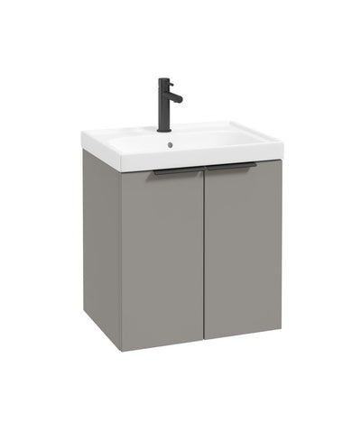 Stockholm Wall Hung 50Cm Two Door Unit Matt Khaki-Matt Black Handles