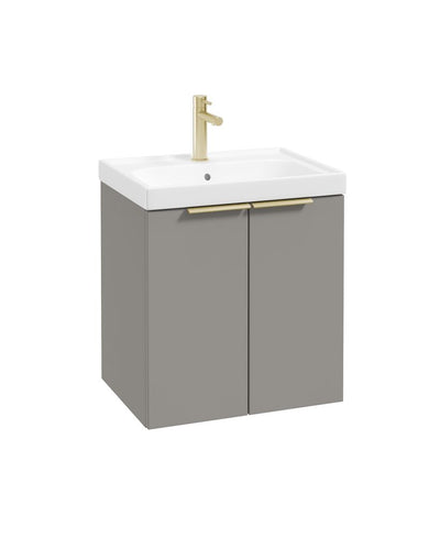 Stockholm Wall Hung 50Cm Two Door Unit Matt Khaki-Brushed Gold Handles
