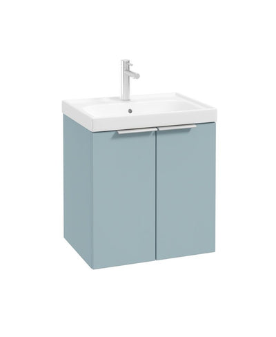 Stockholm Wall Hung 50Cm Two Door Unit Matt Morning Sky Blue-Brushed Chrome Handles
