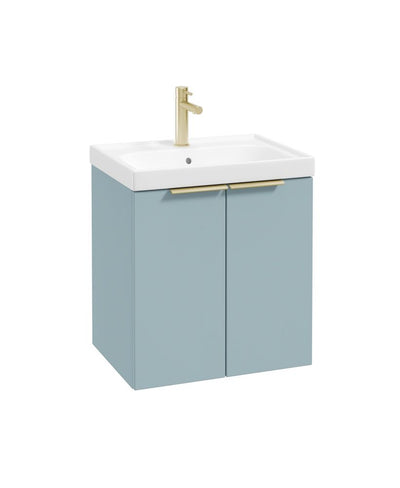 Stockholm Wall Hung 50Cm Two Door Unit Matt Morning Sky Blue-Brushed Gold Handles