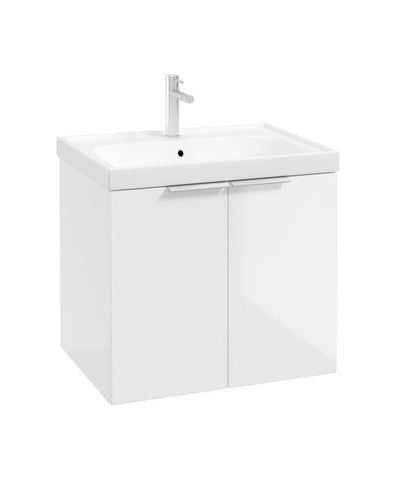 Stockholm Wall Hung 60Cm Two Door Unit Gloss White-Brushed Chrome Handles